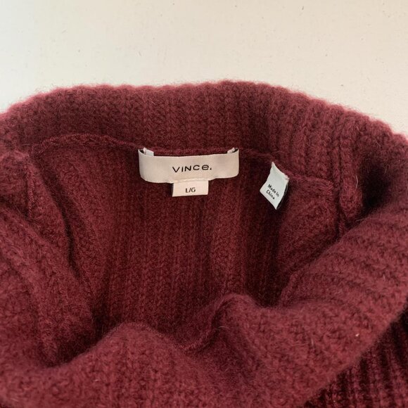 Vince Cashmere Turtleneck Sweater – Burgundy Minimalist Knit - Picture 4 of 7